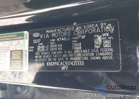 2018 Kia Sportage Ex from USA, damaged, VIN KNDPNCAC9J7425333